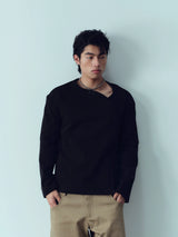 Fitted Ribbed Knit Long Sleeve Top