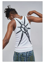 Skeleton Print Ribbed Tank Top