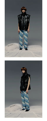 Croc Embossed Multi-pocket Sleeveless Leather Jacket