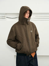 Men's Herringbone Hooded Puffer Jacket