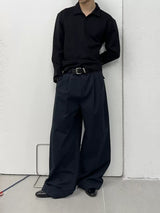 Natural Wash Double Pleated Loose Pants