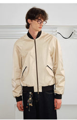 Men's Versatile Dual-Zip Satin-Reflective MA1 Bomber