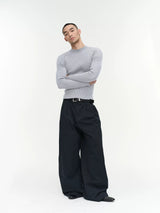 Slim Fit Ribbed Knit Long Sleeve Tops