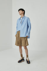 Draped Drawstring Elastic Waist Pleated Shorts