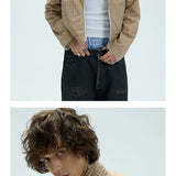 Reversible Plaid Embroidered Zip-front Fleece Jacket