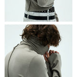 Two-color Fitted Long-sleeve Turtleneck Tee