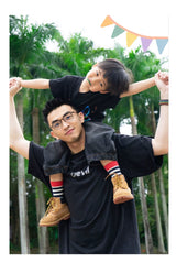 Black Graffiti Devil Wings Cotton Tees