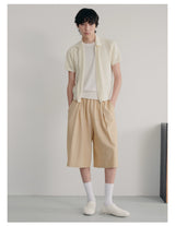 Bubble Pleated Plaid Capri Pants