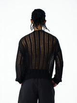 Men's Long Sleeve Striped Mesh Tee