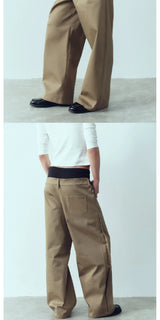 Colorblock Khaki Wide Leg Pants