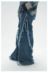 Loose Fit Distressed Washed Cotton Jeans
