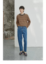 Vintage Washed Distressed Straight Cropped Jeans