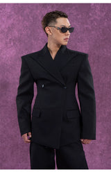 Vintage Casual Dark Grey Structured Blazer