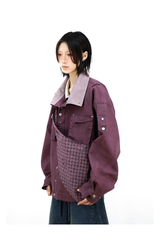 Plaid Hooded Smoke-Dyed Violet M65 Jacket