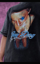 Gray Distressed Rhinestone Print Men's Tee