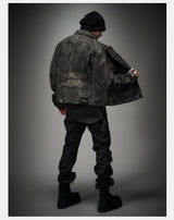 Loose Heavy Washed Distressed Denim Jacket