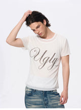 White Men's Twofer Letter Print Tee