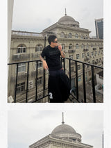 Black Minimalist Slogan Cotton Tee