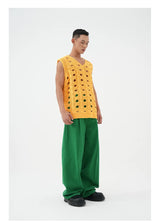 Multicolor Men's Loose Straight Cotton Pants