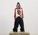 Leopard Print Rhinestone Colorblock Hip-hop Jersey