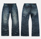 Distressed Red Selvedge Straight Jeans