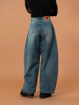 Men's Blue Riveted Curved Jeans