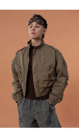 Army Green Unisex Cropped Flight Jacket
