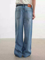 Rigid Washed Blue Straight Relaxed Jeans