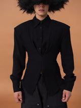 Men's Long-Sleeve Deep-V Cinched Linen Shirts