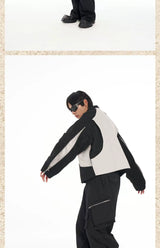 Men's Loose Short Patchwork Zip Jacket