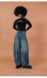 Men's Blue Riveted Curved Jeans