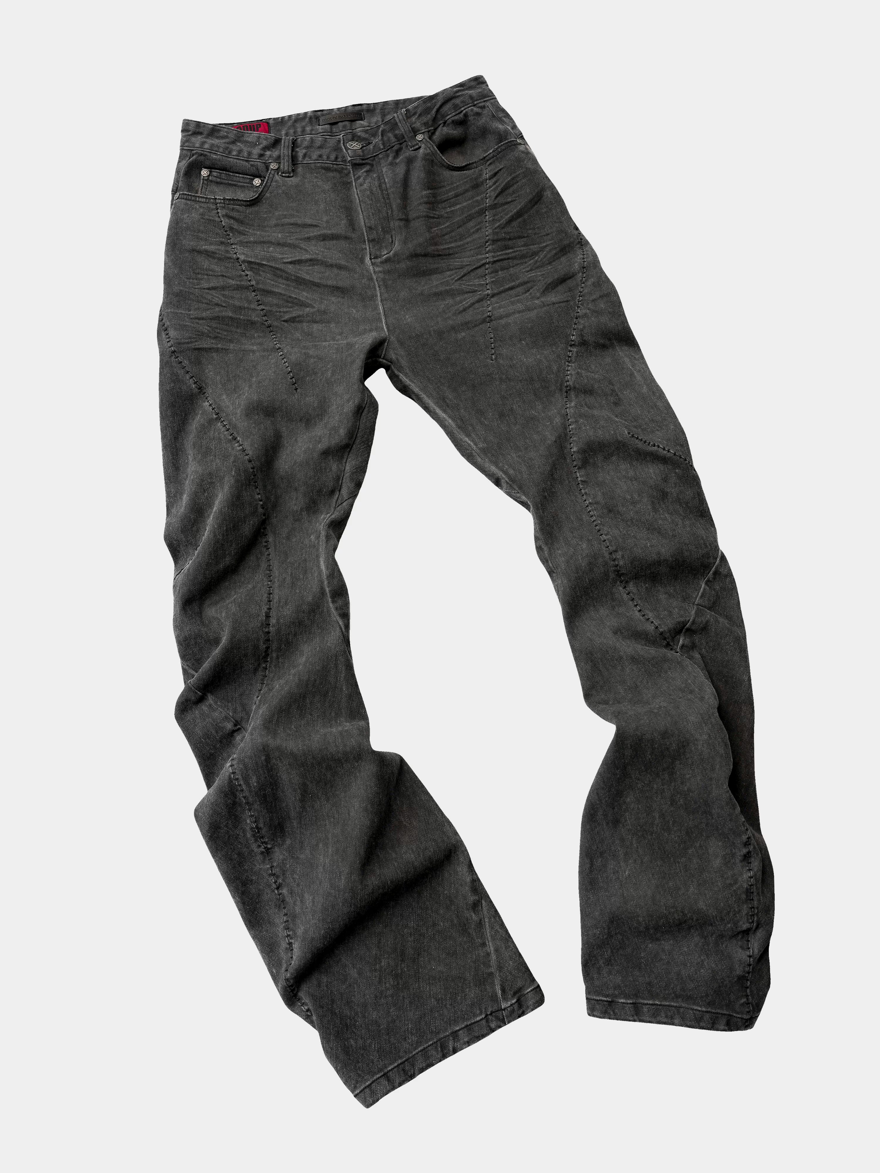 Dark Avant-Garde Deconstructed Stitched Blade Jeans