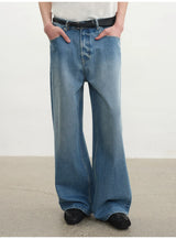 Rigid Washed Blue Straight Relaxed Jeans
