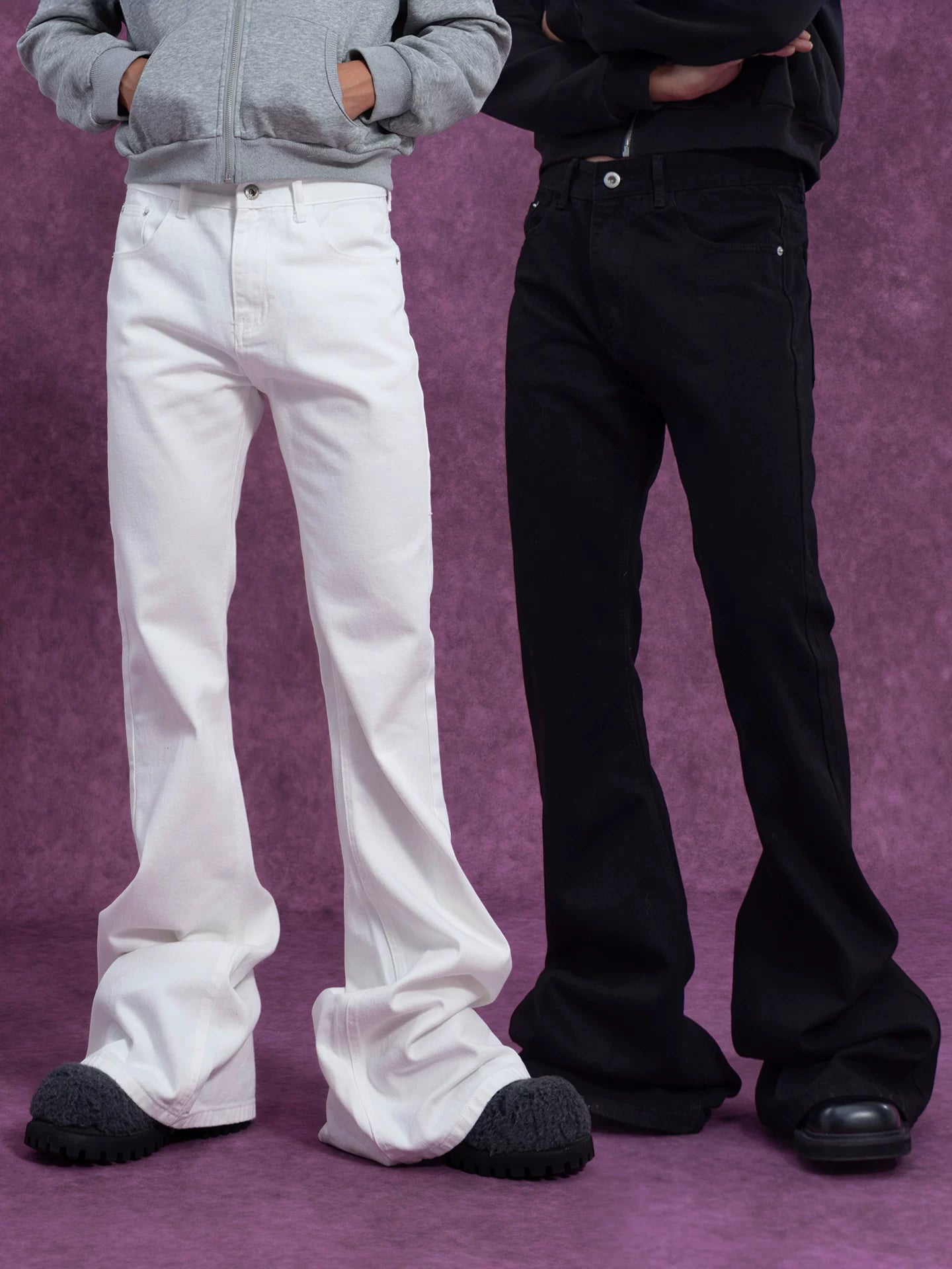 Men's Slim-fit Full-length Two-tone Flared Jeans