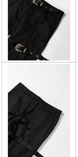 Lace-Up Metal Buckle Pants