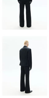 Loose Black Double-breasted Tailored Blazer