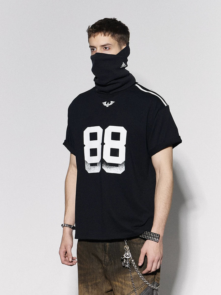 Striped Patchwork 88 Print Football Tee