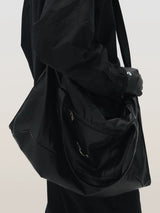 Leather Crossbody Bag with Metal Plaque