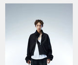 Asymmetric Zip Cropped Turtleneck Jacket