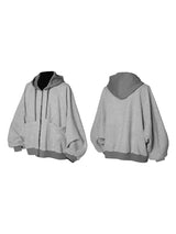 Batwing Sleeve Paneled Zip Knit Sweatshirt