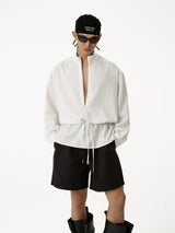 Men's White Striped Long Sleeve Shirt