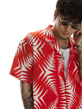 Red White Short Sleeve Cuban Shirt
