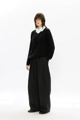 Men's Mock Shirt Collar Cable Sweater