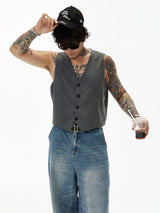 Vintage Sleeveless Grey Suit Vest