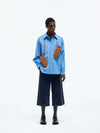 Casual Square Neck Cotton Blend Shirt