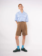 Men's Khaki Rolled Hem Casual Shorts