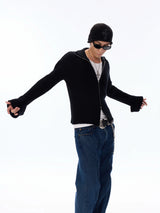 Cotton Ribbed Double Zipper Cardigan