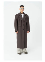 Men's Long Woolen Shoulder-padded Coat