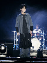 Detachable Suede Denim Patchwork Cargo Pants
