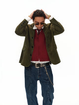 Men's Moss Green Cashmere Leather Blazer
